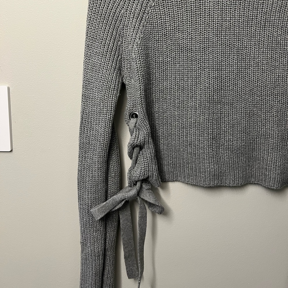 Greg sweater crop top. Braided tie detail on sides